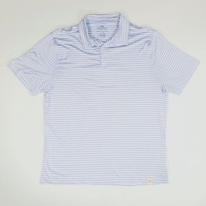 RW Rorie Whelan Men's Golf Polo Shirt Short Sleeve Blue White Strips Size XXL